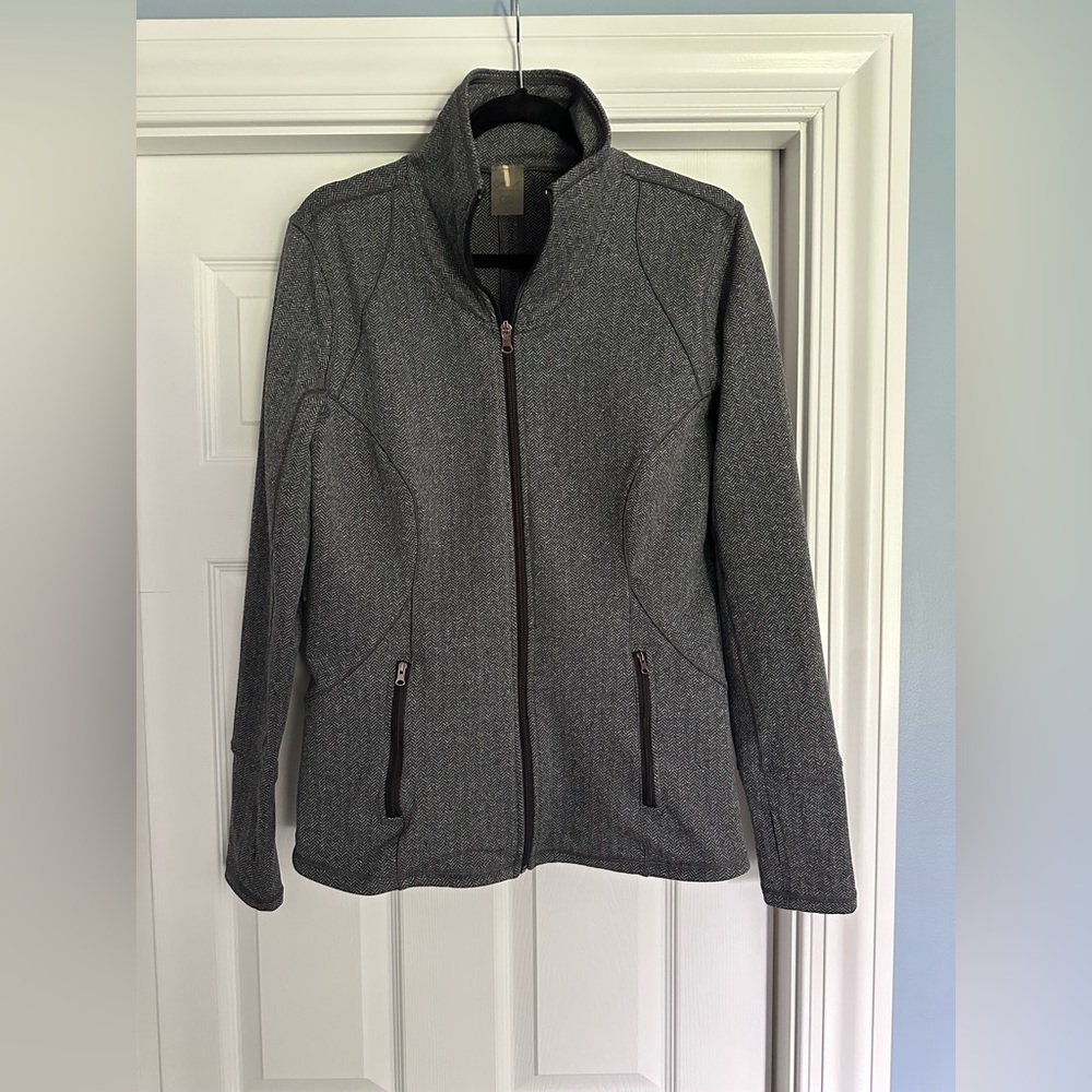 Calia Gray Utility Jacket with Stand-Up Collar and Fitted Silhouette